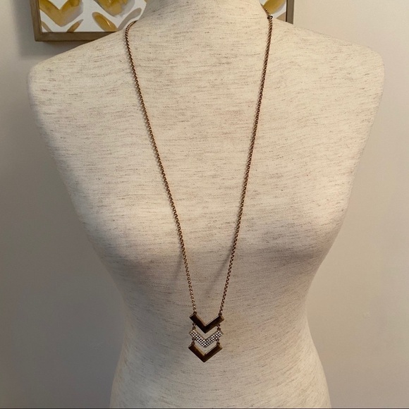 J. Crew brass rhinestone arrow pendant necklace - Picture 2 of 7